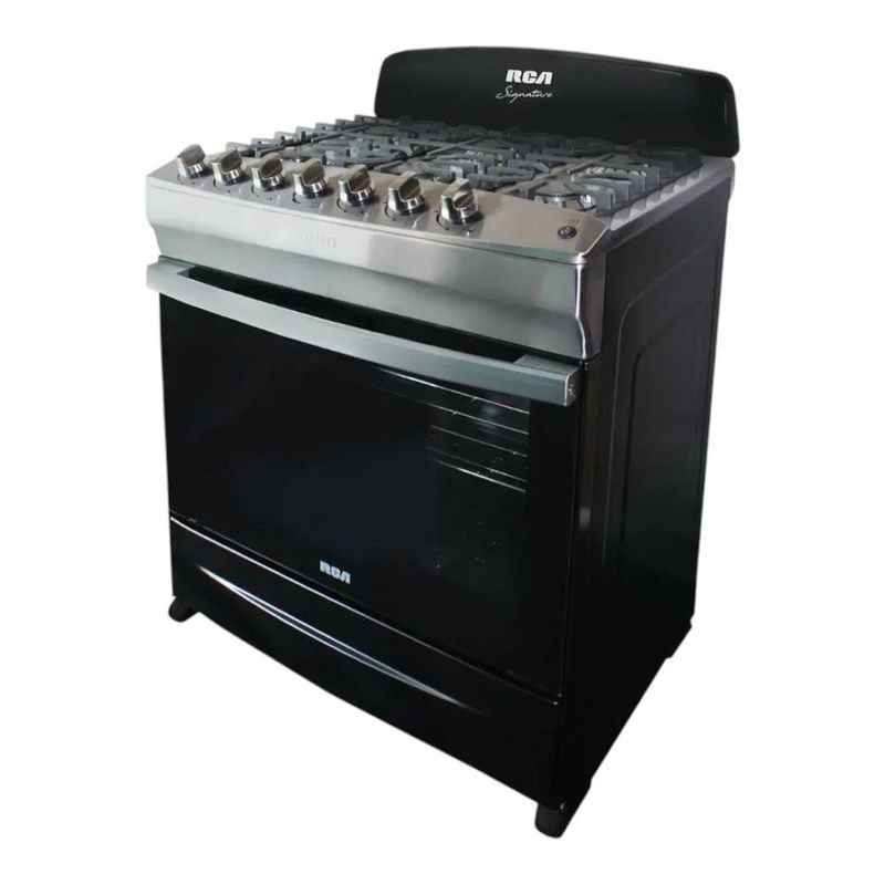 Estufa a Gas de 30 plg de 6 Quemadores con Horno Acero Inoxidable Color Negro