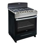 Estufa a Gas de 30 plg de 6 Quemadores con Horno Acero Inoxidable Color Negro