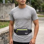 Cangurera Deportiva para Ejercicio Negra con Bolsillo Expandible y Ajuste a la Cintura
