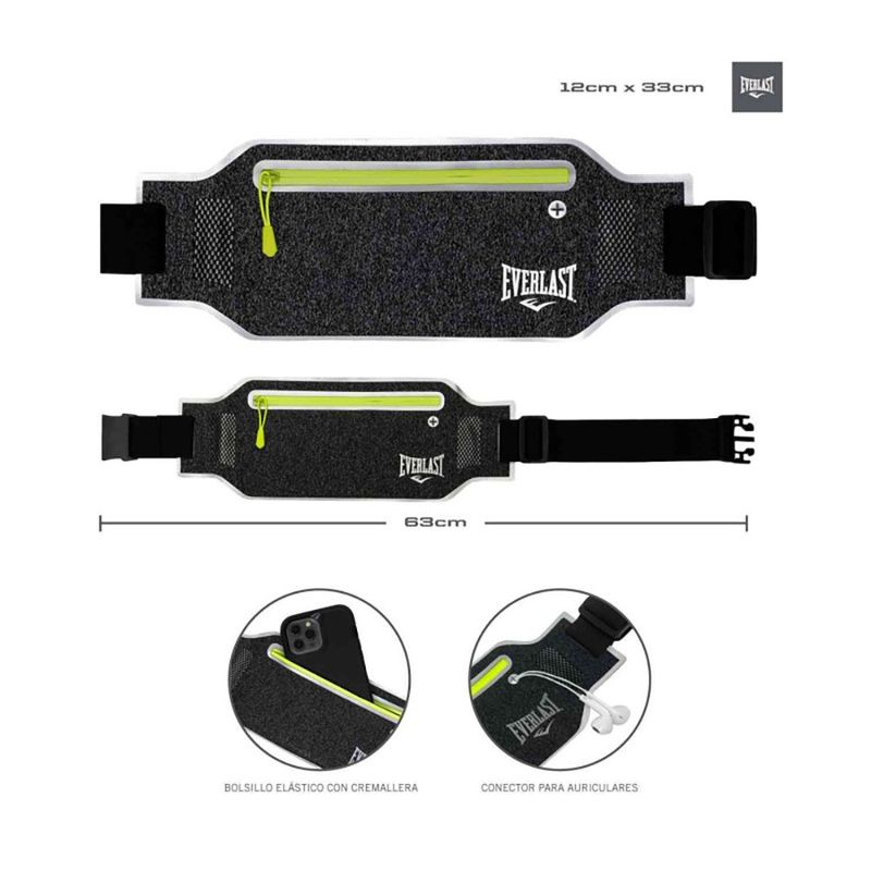 Cangurera Deportiva para Ejercicio Negra con Bolsillo Expandible y Ajuste a la Cintura