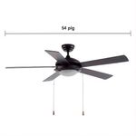 Ventilador de Techo con Luz de 54 Plg con 5 Aspas 48W Color Café Oscuro