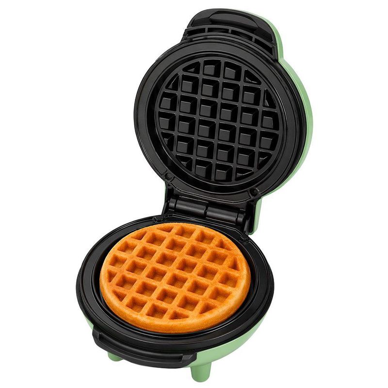 Mini Waflera Compacta para 1 Porción con Placas Antiadherente 400 W Color Verde Pastel