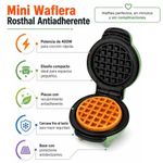 Mini Waflera Compacta para 1 Porción con Placas Antiadherente 400 W Color Verde Pastel