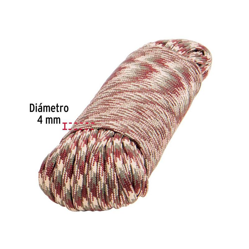 Cuerda de Nylon Paracord de 4 mm x 15 Metros Color Café Acabado Camuflaje