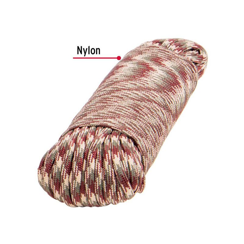 Cuerda de Nylon Paracord de 4 mm x 15 Metros Color Café Acabado Camuflaje