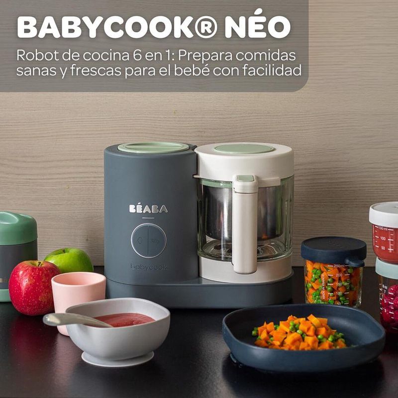 Procesador de Alimentos para Bebé 4 en 1 Neo Mineral con Recipiente de Vidrio e Inox Color Gris
