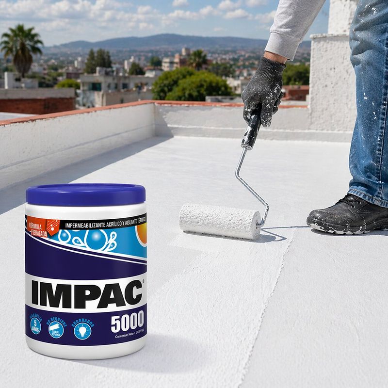 Impermeabilizante Acrílico 5000 Fibratado Aislante Térmico 1/4 Galón Color Blanco