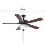 Ventilador de Techo con Luz de 52 Plg con 5 Aspas 48W Color Nogal