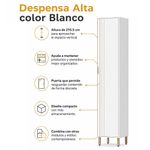Despensa para Cocina Gloria de MDP Color Blanco de 210.5 cm con Puerta Alta