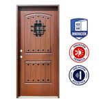 Puerta Exterior en Fibra de Vidrio con Ventana 85 x 207 cm Apertura Izquierda