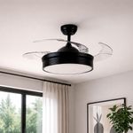Ventilador de Techo con Luz LED y Aspas Retráctiles de 42 Plg Negro