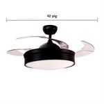 Ventilador de Techo con Luz LED y Aspas Retráctiles de 42 Plg Negro