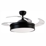 Ventilador de Techo con Luz LED y Aspas Retráctiles de 42 Plg Negro