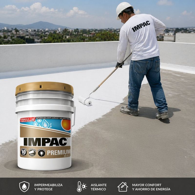 Impermeabilizante Acrílico Premium Fibratado Aislante Térmico Cubeta Color Blanco