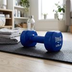 Mancuerna Hexagonal Recubierta de Vinilo Color Azul de 12 Libras para Entrenamiento