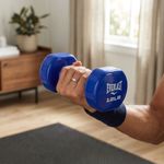 Mancuerna Hexagonal Recubierta de Vinilo Color Azul de 12 Libras para Entrenamiento