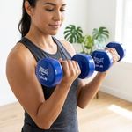 Mancuerna Hexagonal Recubierta de Vinilo Color Azul de 12 Libras para Entrenamiento