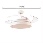 Ventilador de Techo con Luz LED y Aspas Retráctiles de 42 Plg Blanco y Transparente