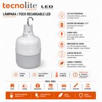 Bombilla LED de Emergencia Recargable Alta Potencia 3 W Luz de Día