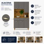 Gabinete Apolo con 6 Puertas y Espacios Abiertos 36.3 x 90.9 x 173.5 cm Gris