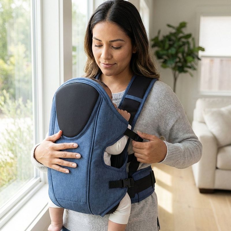 Cargador de Bebé Tipo Mochila Azul con Negro y Respaldo Acolchado
