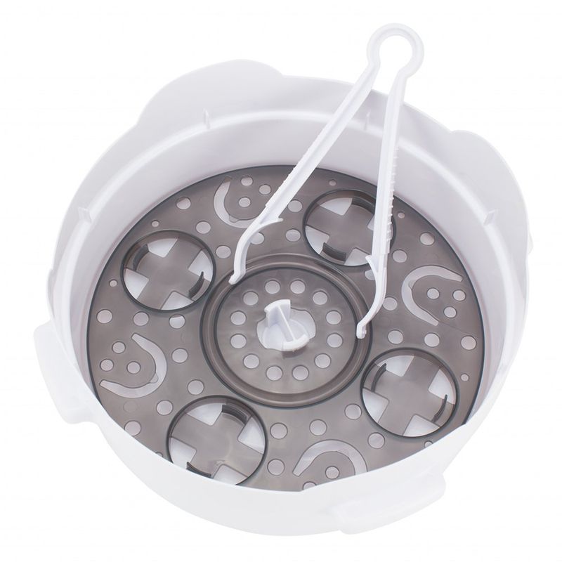 Esterilizador para Microondas Hasta 4 Biberones con Pinza Antibacteriana Color Blanco