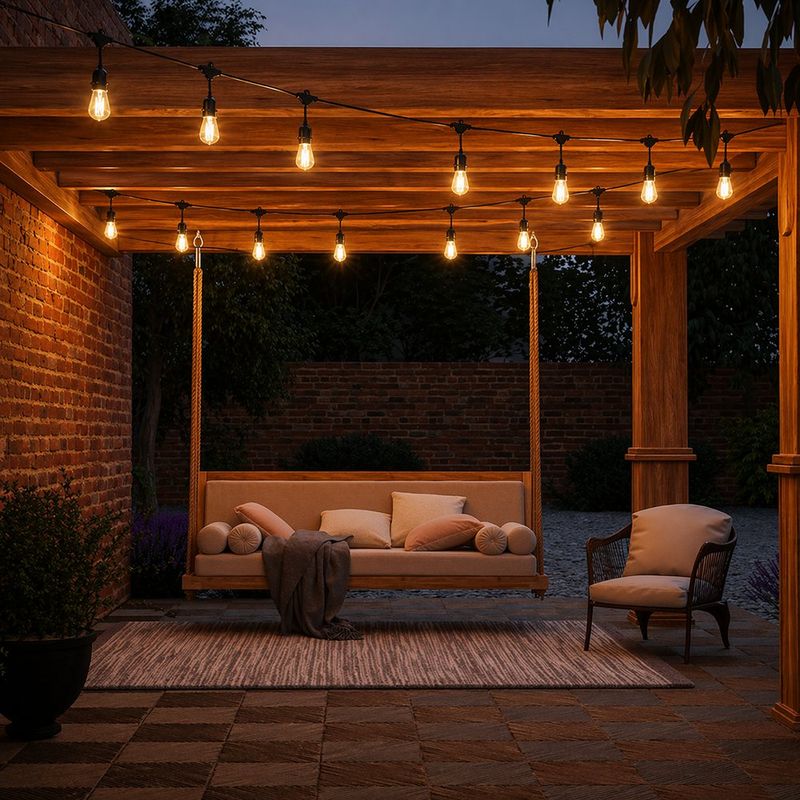 Serie de 13 Luces LED Solares de 10 Metros para Exterior con Panel Solar