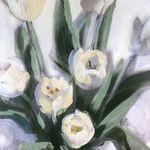 Cuadro Decorativo de Tulipanes Blancos en Jarrón de 80 x 120 cm