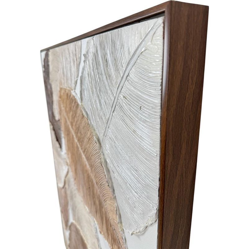Cuadro Decorativo de Hojas Marrones Texturizadas con Marco de 82 x 122 cm