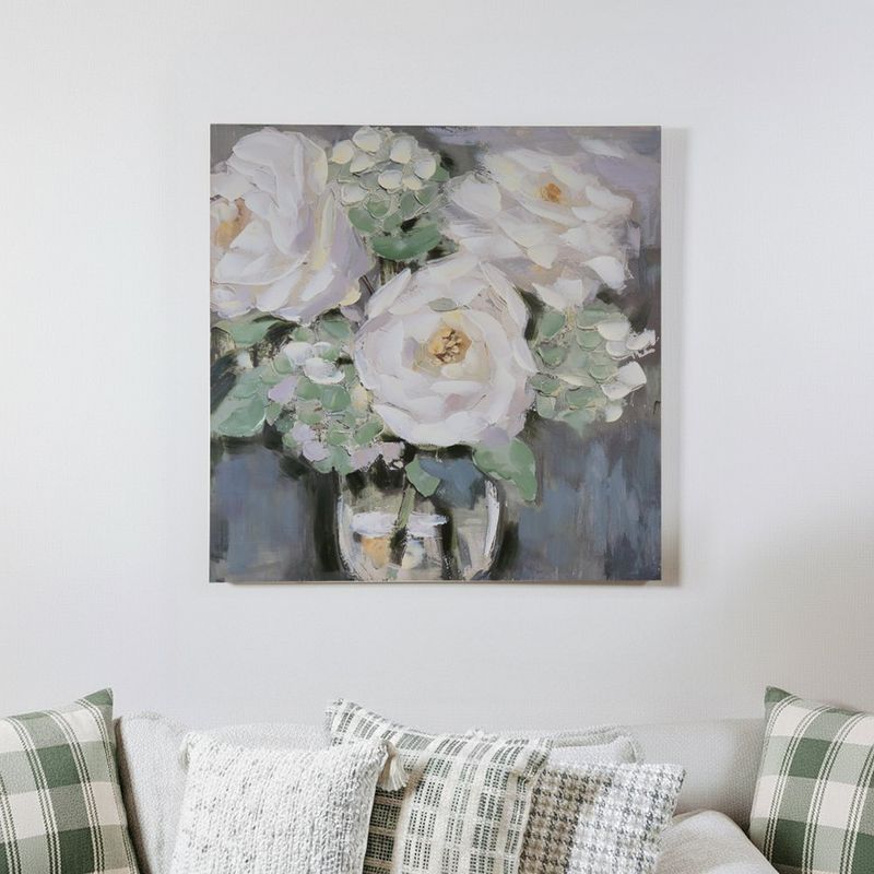 Cuadro Decorativo de Flores Blancas en Jarrón de 100 x 100 cm