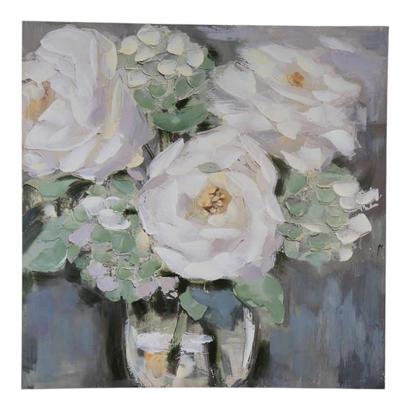 Cuadro Decorativo de Flores Blancas en Jarrón de 100 x 100 cm