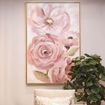 Cuadro Decorativo de Flores Rosadas con Marco Dorado de 82.5 x 122.5 cm