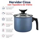 Hervidor de 14 cm con Tapadera de Vidrio Color Azul