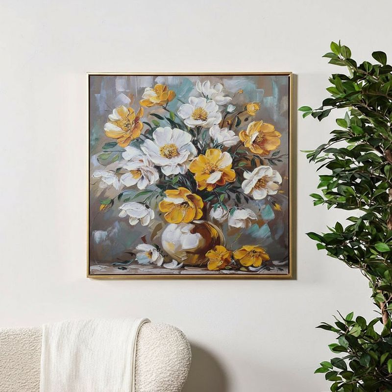 Cuadro Decorativo de Flores Amarillas con Marco Dorado de 82.5 x 122.5 cm
