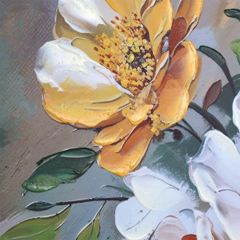 Cuadro Decorativo de Flores Amarillas con Marco Dorado de 82.5 x 122.5 cm
