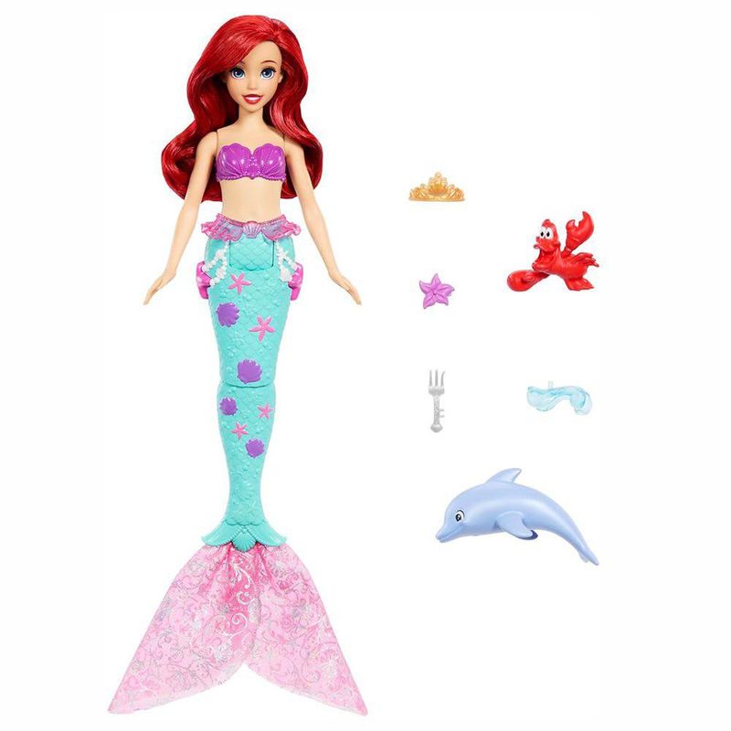 Muñeca Ariel La Sirenita con Amigos del Mar y Accesorios de Agua