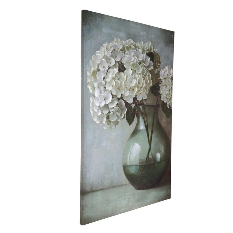 Cuadro Decorativo de Hortensias Blancas en Jarrón de 80 x 120 cm