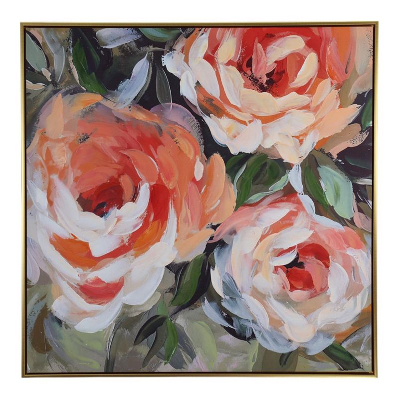 Cuadro Decorativo de Flores Peach con Marco Dorado de 82.5 x 122.5 cm