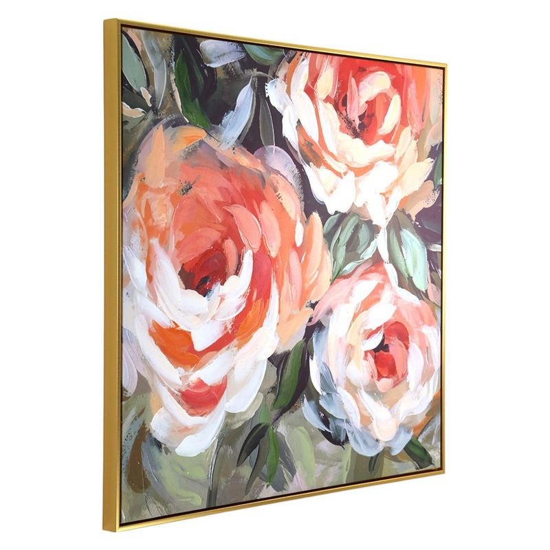 Cuadro Decorativo de Flores Peach con Marco Dorado de 82.5 x 122.5 cm