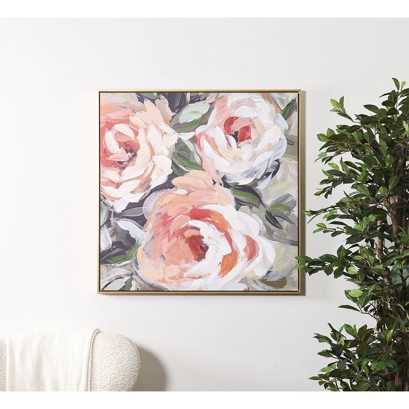 Cuadro Decorativo de Flores Peach con Marco Dorado de 82.5 x 122.5 cm