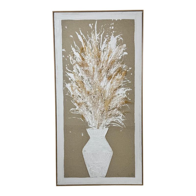 Cuadro Decorativo Jarrón con Flores Texturizadas con Marco de 62 x 122 cm