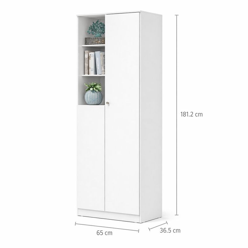 Armario Zary con Repisas y Compartimento Cerrado Color Blanco de 36.5x65x181.2 Cm