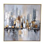 Cuadro Decorativo de Ciudad al Óleo con Marco Dorado de 82.5 x 122.5 cm