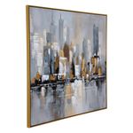 Cuadro Decorativo de Ciudad al Óleo con Marco Dorado de 82.5 x 122.5 cm