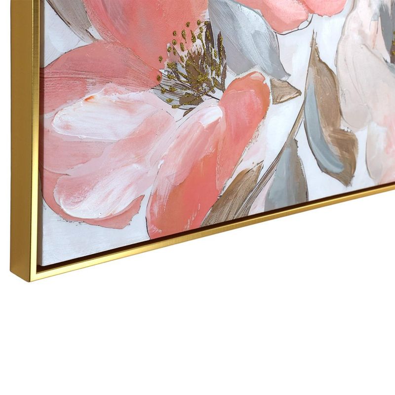Cuadro Decorativo de Flores Rosadas con Marco Dorado de 82.5 x 122.5 cm