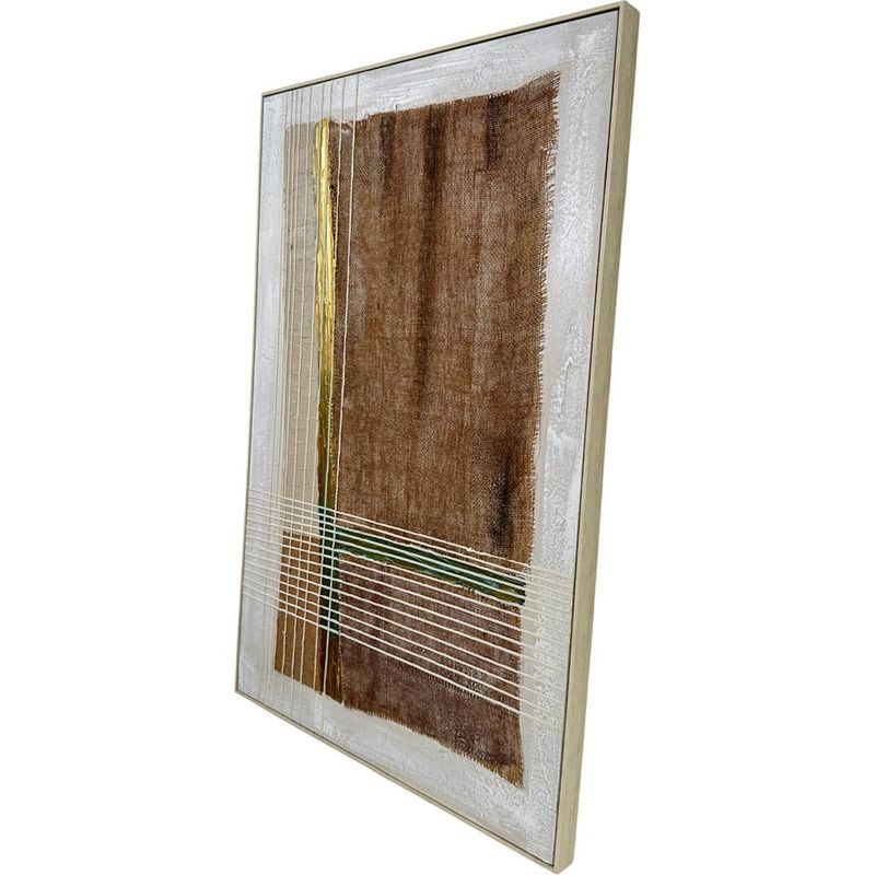 Cuadro Decorativo Abstracto con Toques Dorados Texturizado con Marco de 82 x 122 cm