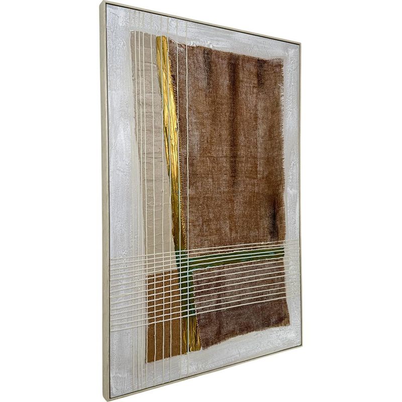 Cuadro Decorativo Abstracto con Toques Dorados Texturizado con Marco de 82 x 122 cm