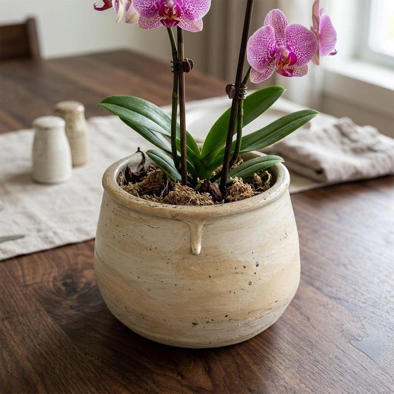 Maceta para Orquídea Lisa de 14 cm Acabado Crema Antiguo