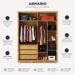 Armario Barb Madera Café y Blanco para Dormitorio 57 x 182 x 234 cm