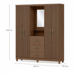 Armario Terry con Espejo 4 Puertas y 3 Gavetas para Dormitorio 46.5 x 160 x 200 cm